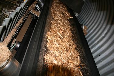 Woodchips on the way to the boiler